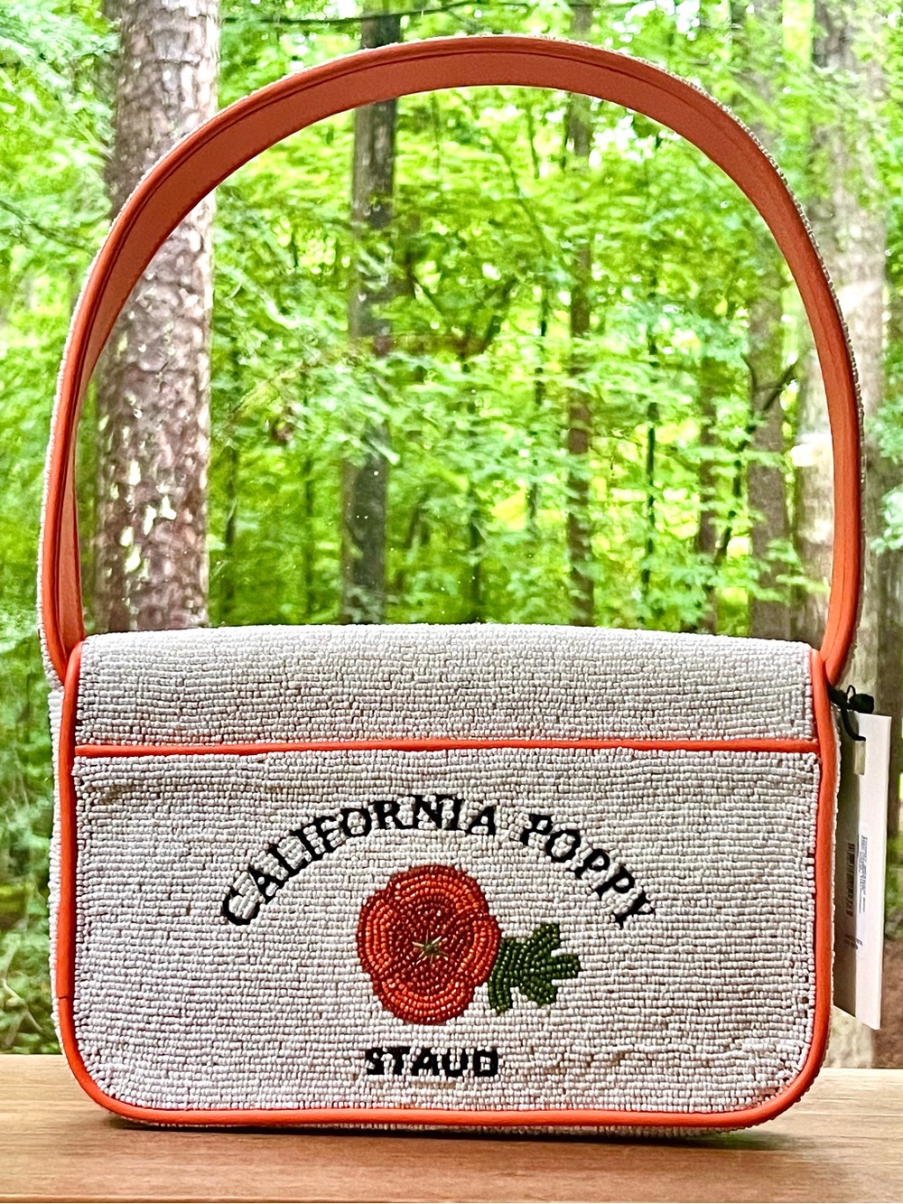 NWT Staud Beaded Tommy Shoulder Bag California Poppy 🌟Rare🌟 - Picture 8 of 16